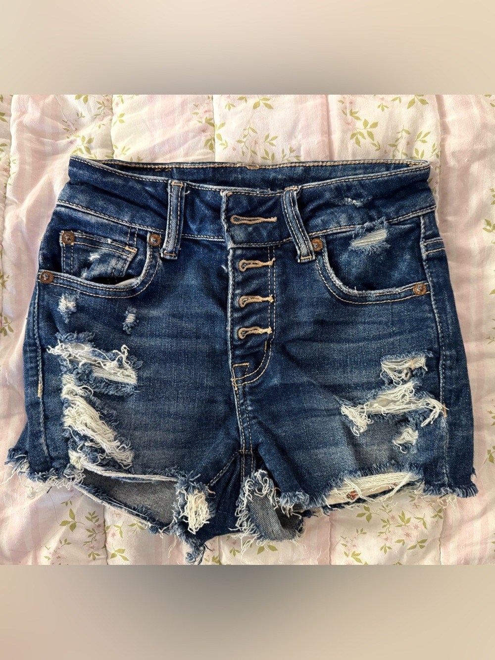 American Eagle next level Distressed Dark Blue Denim Women's Shorts